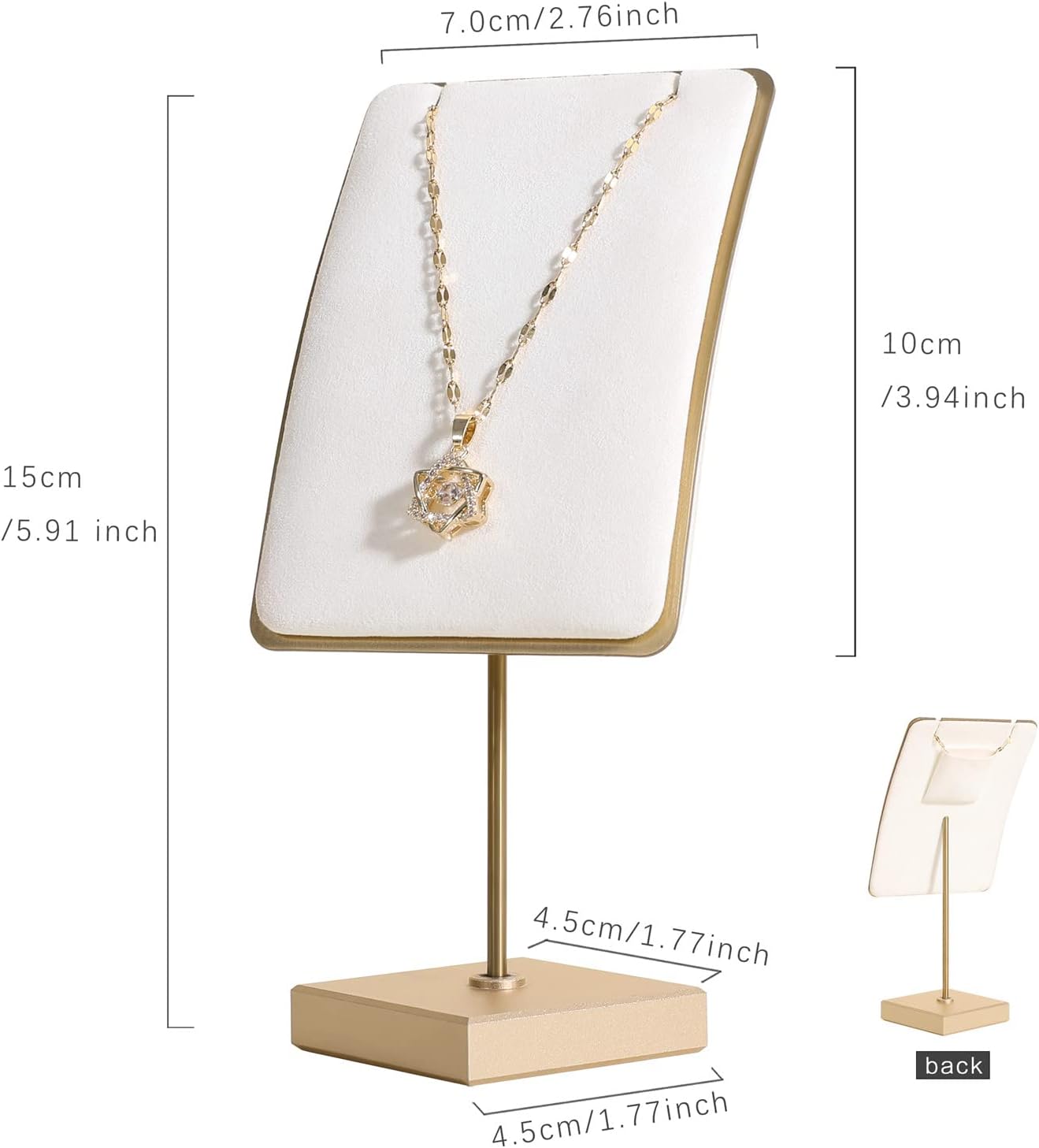 GemeShou White jewelry necklace display for sale, gold necklace and earring holder, velvet jewelry organizer necklace hanger【White】