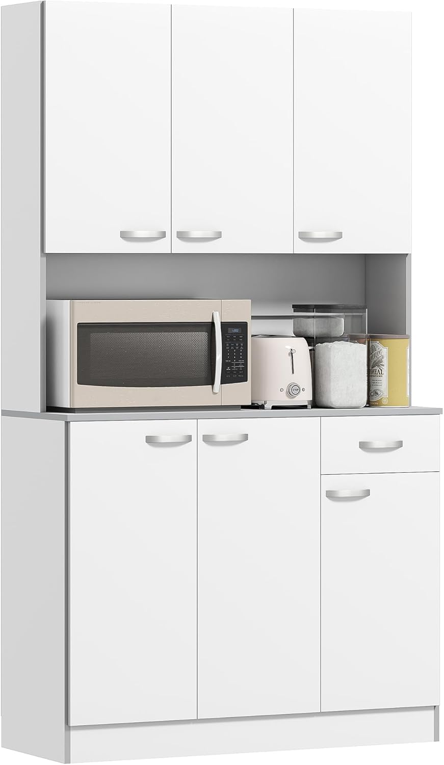 HOMCOM 71" Kitchen Pantry Cabinet, Tall Storage Cabinet with Microwave S...