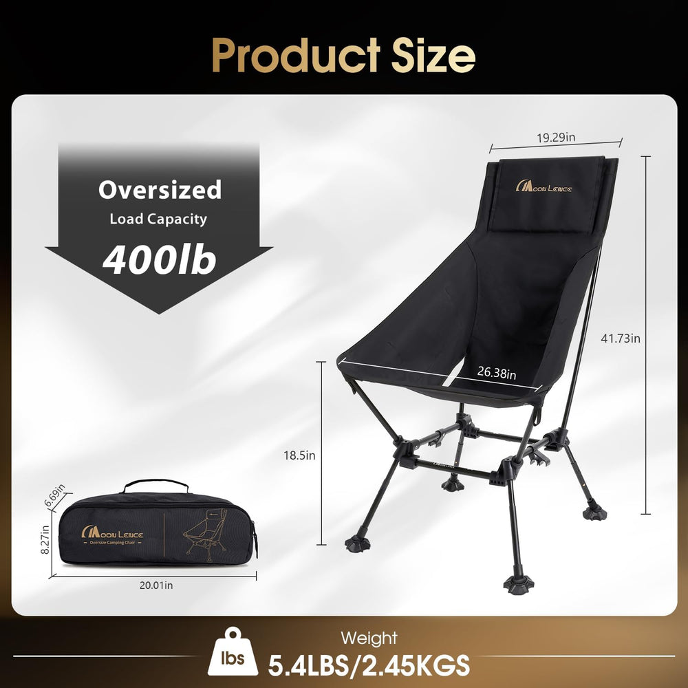 MOON LENCE Oversized High Back Camping Chair for Adults, Height Adjustable Fo...