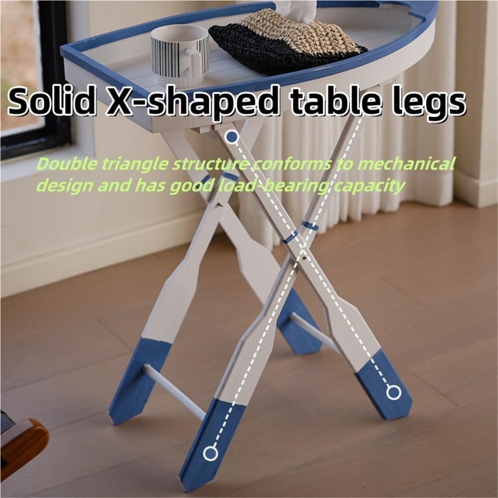 Wooden Ship Shape Side Table, Small Tables for Small Spaces, End Table for Li...