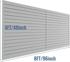 Slatwall Panel Garage Organizer PVC Slatwall Heavy Duty Wall Mounted Rack, Interlocking Slat Wall Panels for Tool Organization Peg Board(Grey 4 x 8 ft)