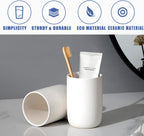 Toothbrush Holders for Bathrooms - 2 Cups Ceramic Toothbrush Toothpaste Holders Set, White Bathroom Tumbler Cups Reusable Toothbrush Mouthwash Cup, Bathroom Counter Organizer