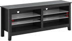 TV Stand for 65 inch TV with Storage,Modern TV Entertainment Center for Bedroom,TV Media Console Table with 4 Open Storage Shelve,55 inch Wood TV Cabinet Black