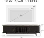 POVISON Fully-Assembled Mid Century Modern TV Stand, Sliding Tambour Door Entertainment Center with Storage, Wood TV Console, Media Console for Living Room Bedroom(Black, 78.74")