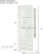 roomfitters 71'' Display Cabinet with Glass Door, Freestanding Pantry Storage Cabinet with Adjustable Shelves for Dining, White