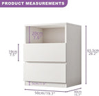 White Modern Entertainment Center Set - Freestanding Storage Drawers Cabinet Floor Nightstands with 2 Drawers for Living Room and Bedroom (C-19'' Nightstand)