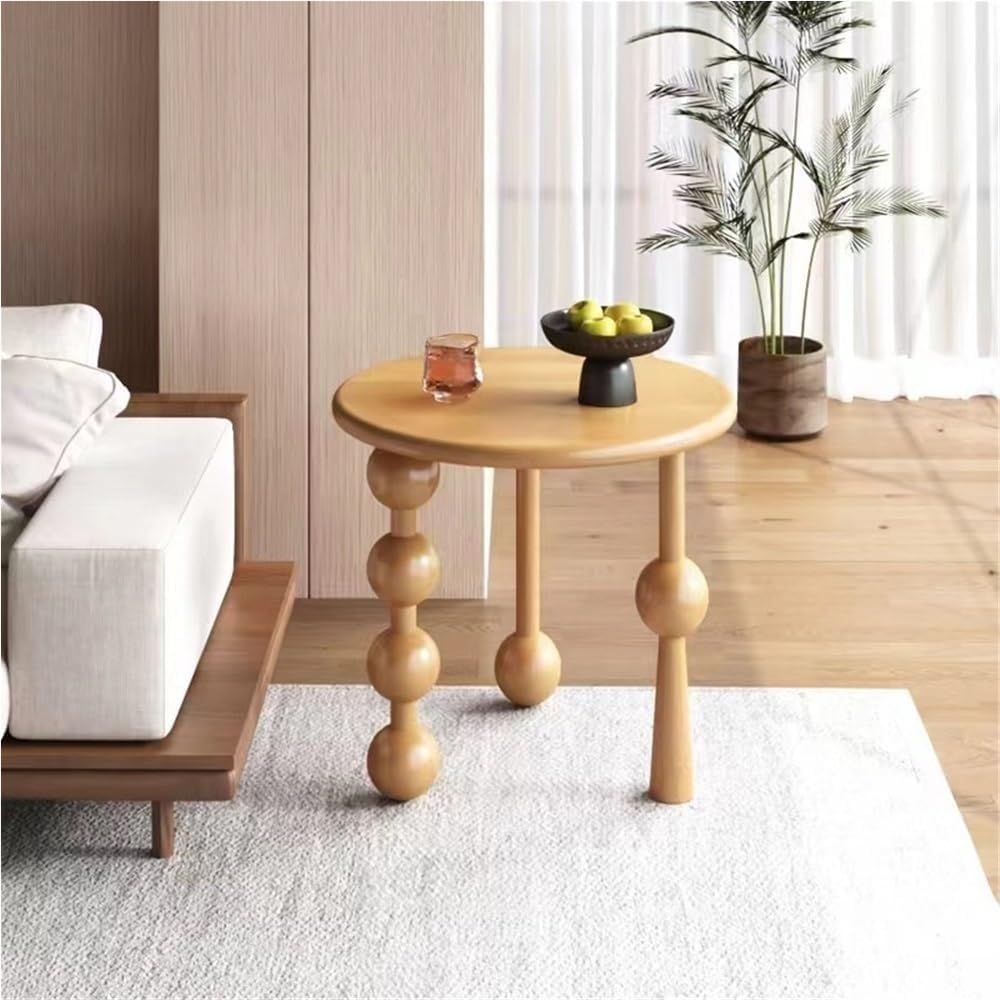 Creative Design Small Coffee Table Wood Round Side Table Retro Style 3-Legged...