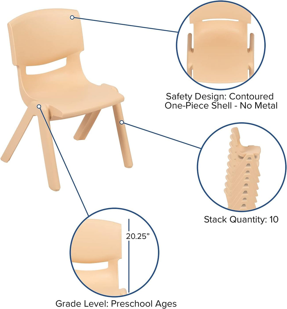 Flash Furniture 26.5x21.75 in Activity Table with 4 Chairs, Natural | Adjusta...
