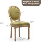 Linen Upholstered Dining Chairs Set of 4 French Country Oval Fabric Back Kitchen Side Chair with Wood Legs for Dining Room, Kitchen, Restaurant(Olive Green-Fabric)