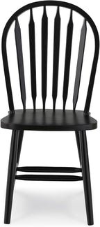 IC International Concepts Solid Wood Windsor ArrowBack Dining Chair with Plain Legs, Black