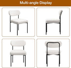 HOMMPA Dining Chairs Set of 2 Boucle Upholstered Kitchen Chairs with Curved Backrest Modern Dinner Chair with Metal Legs for Dining Room Living Room Vanity White
