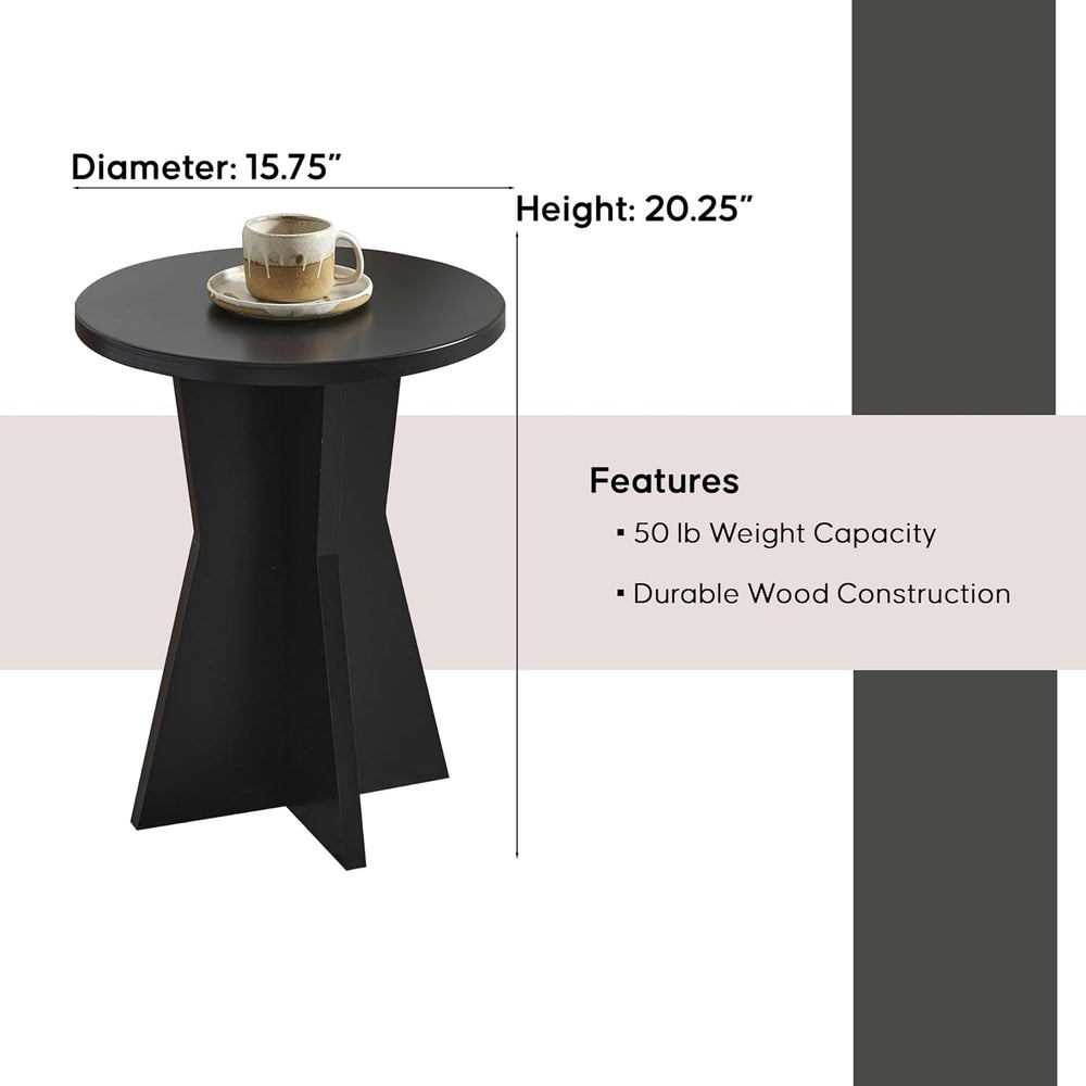 Kings Brand Furniture Round Side Table, Modern Pedestal Base Accent Table for...