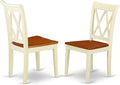 East West Furniture CLC-BMK-W Clarksville Dining Room Chairs - Double Cross Back Wood Seat Chairs, Set of 2, Buttermilk & Cherry