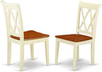 East West Furniture MZCL3-WHI-W 3 Piece Dining Room Table Set Contains a Rectangle Kitchen Table with Dropleaf and 2 Dining Chairs, 36x54 Inch, Buttermilk & Cherry