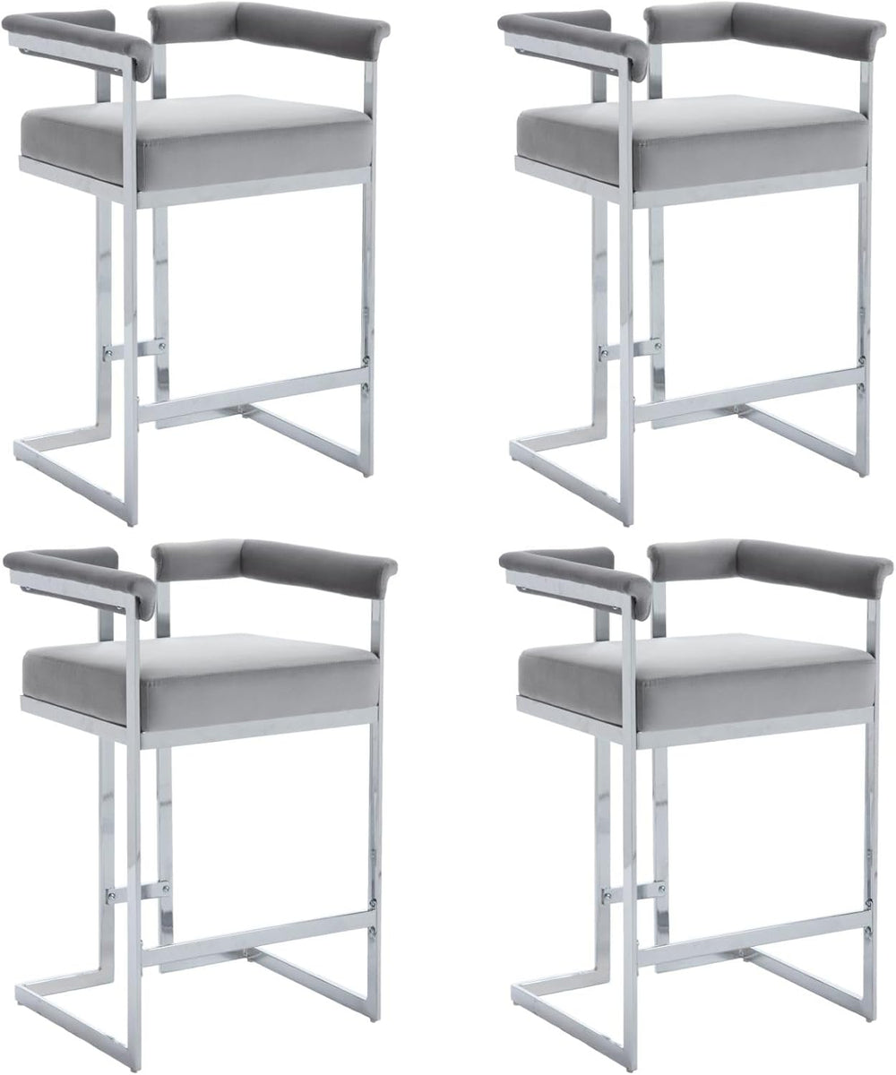 DUOMAY Modern 26" Bar Stools Set of 4 | Velvet Upholstered Counter Heigh...