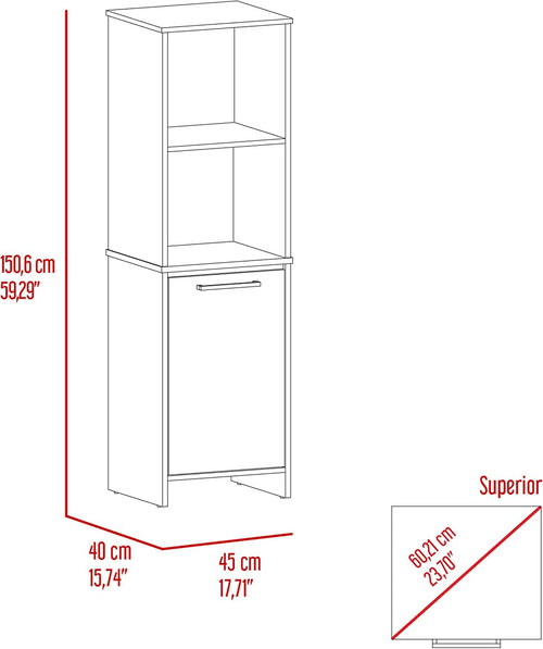 24.4" D*16.53" W*48.03" H Freestanding Kitchen Pantry with 2 Shelves, Lower Single Door, Rectangular Storage Cabinet, Modern Minimalist, for Living Room, Dining Room, White