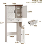 Over The Toilet Storage Cabinet, Storage Cabinet Over Toilet with Double Doors & Toilet Paper Holder Stand, Freestanding Toilet Shelf Space Saver with Anti-Tip Design & Adjustable Shelf, White