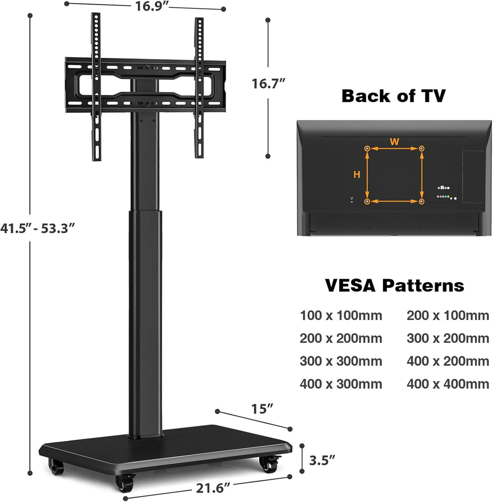 TVON Rolling TV Stand for 32-70Inch TVs, Elegant Floor TV Stand with Wheels |...