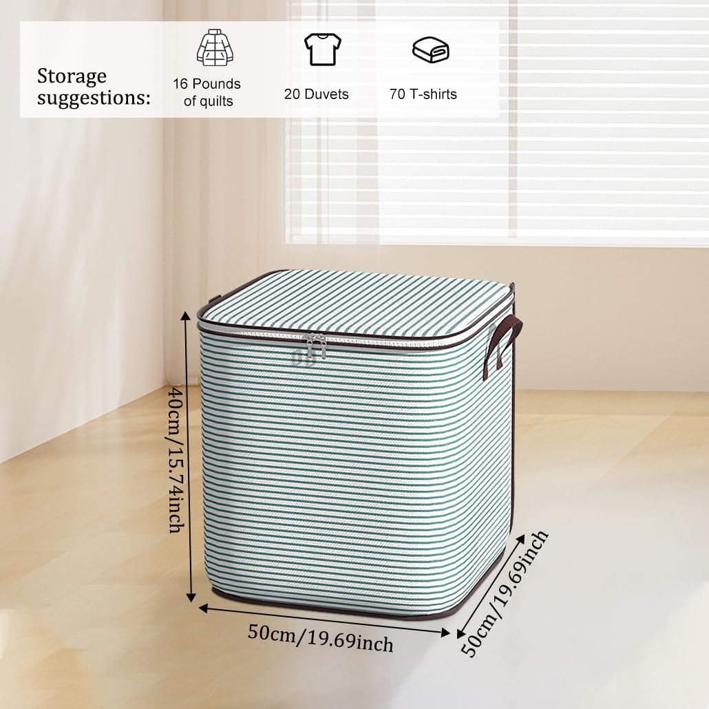 Blanket Storage, 100L Foldable Storage Bin, Large Clothes Organizer Bags, Collecting Containers with Handle Zippers Blanket Organization for Bedroom Closet Comforter Sheets Pillow