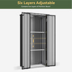 Aoxun 22 Cu.Ft Outdoor Storage Cabinet Metal Garden Shed with 2 Adjustable Shelves 3 Layer Waterproof Vertical Storage Shed for Patio Garden, Garage, Porch