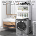 Over Washer and Dryer Storage Shelf Freestanding Laundry Room Organizer Cabinet Gap Shelf for Bathroom Utility Room with Doors Space Saver(White)