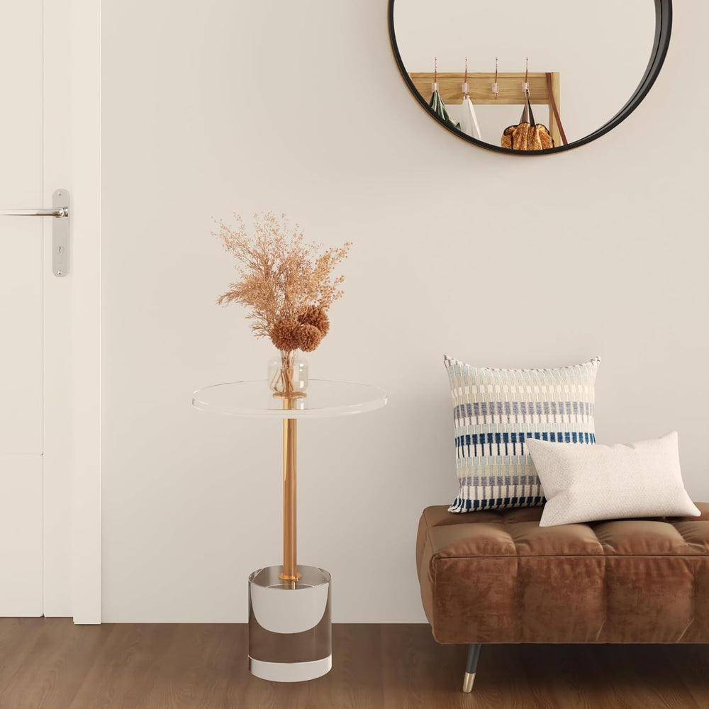 Acrylic Side Table, Acrylic End Table, Clear Round Side Table/Modern Drink Ta...