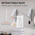 Retractable Clothes Drying Rack with 31 in Rod,Space Saver Wall-Mounted Retractable & Foldable Clothes Hanger for Laundry Room,Bedroom,Closet Storage Organization (2pcs, White)