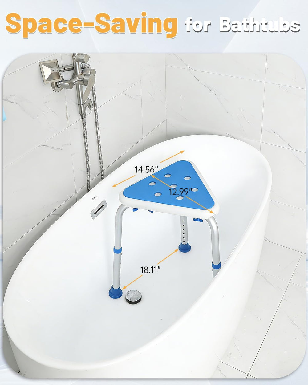 Space-Saving Triangular Small Shower Chair for Inside Shower