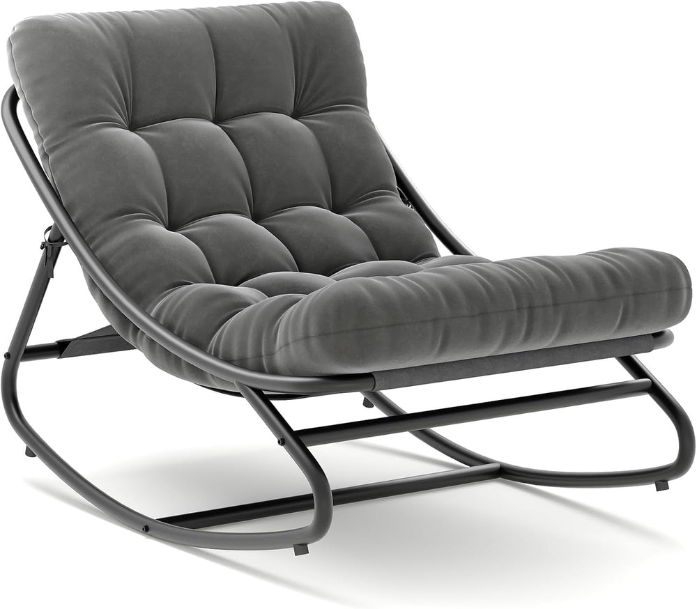 IDEALHOUSE Outdoor Rocking Chair with Metal Frame, Adjustable Papasan Rocker,...