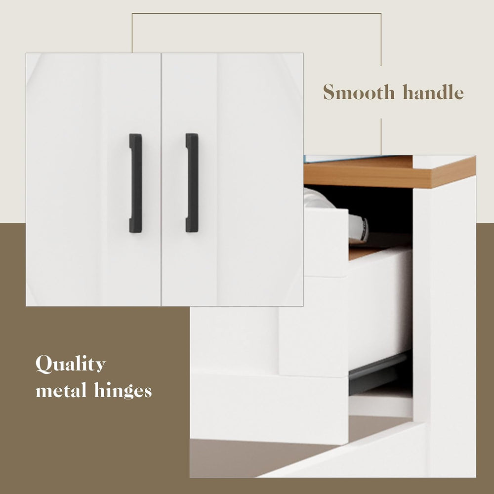 71“ Kitchen Pantry Storage Cabinet, Kitchen Hutch with Microwave Stand and Ad...