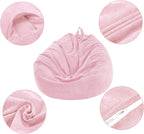 Bean Bag Chair Cover (No Filler) for Adults and Kids, Extra Large Stuffed Animal Storage Bean Bag Washable Soft Premium Corduroy Stuffable Bean Bag Cover(Pink)