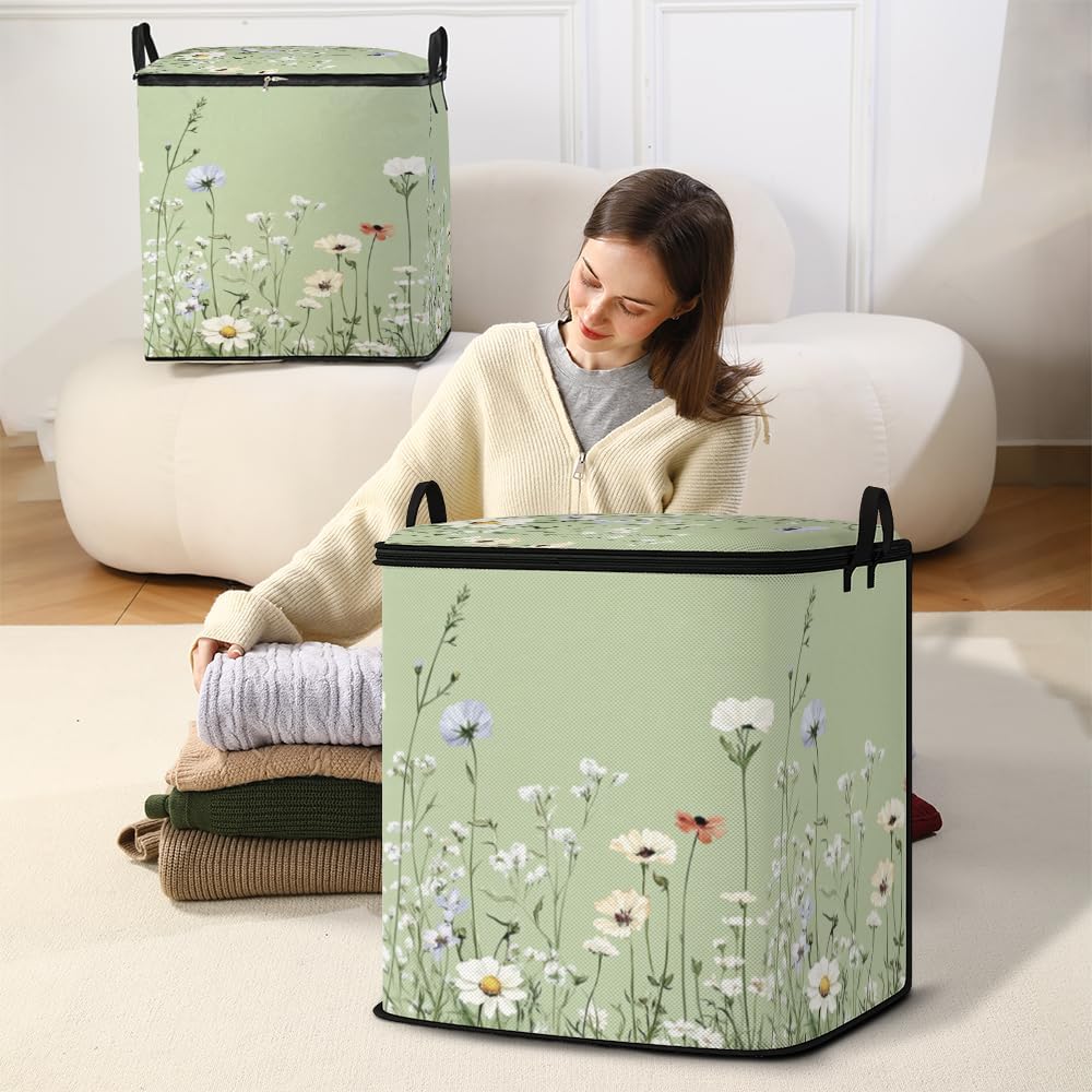 2pcs blanket storage bag for under bed,closet organizers 95L | clothing sweater sheet bedding comforter duvet quilt pillow toy storage bags with lids,dorm room essentials for containers