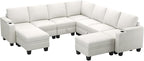 Belffin Modular Sectional Sofa Couch with Storage U Shape Convertible Corner Couches for Living Room White Couch