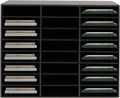 24 Compartments Literature Organizer, Desktop File Sorter Mail Center Paper Storage Cabinet Classroom Mailbox for Files Documents Papers Magazines (Black 24Slots)