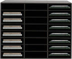 24 Compartments Literature Organizer, Desktop File Sorter Mail Center Paper Storage Cabinet Classroom Mailbox for Files Documents Papers Magazines (Black 24Slots)