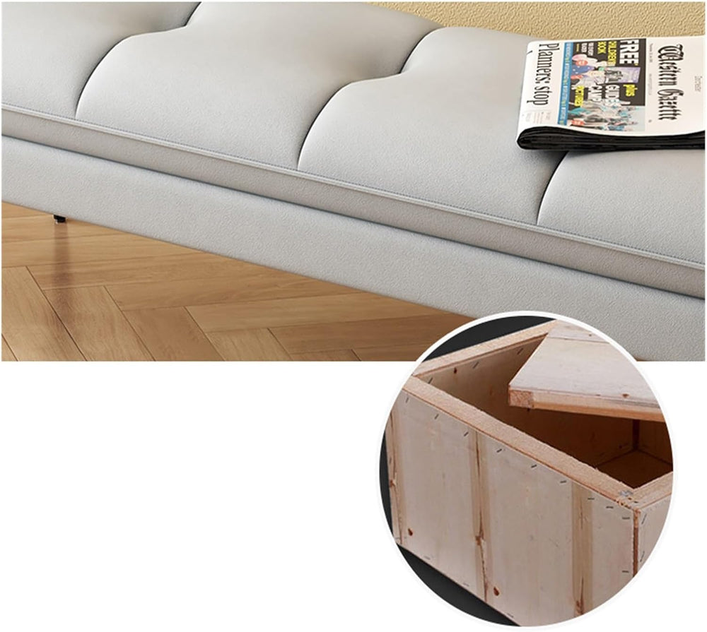 Modern Upholstered Bedroom Benches, Room Footrest Stool with Metal Legs for E...