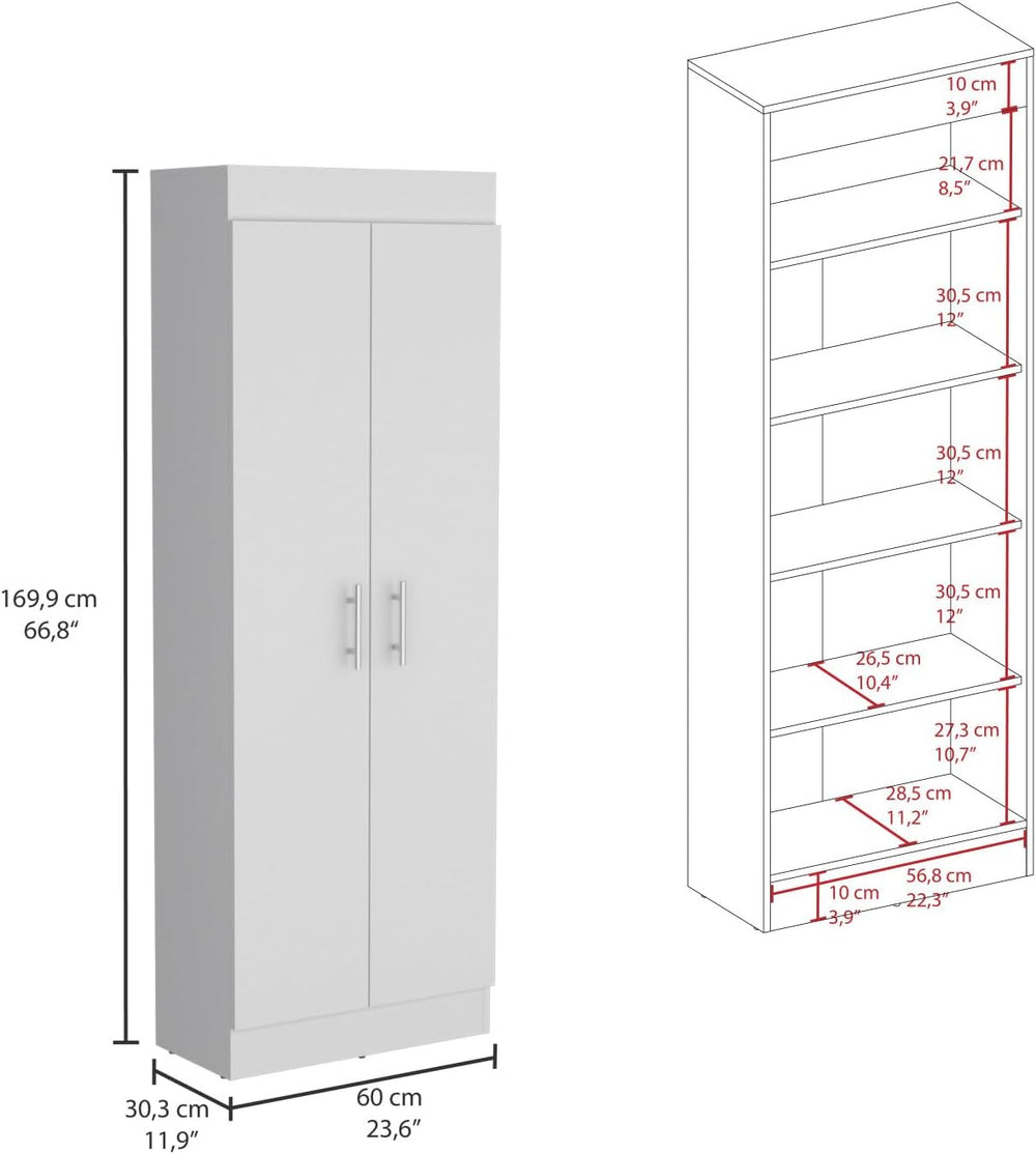 Nepal Pantry Cabinet, Space-Efficient 2-Door Design with Multiple Shelves