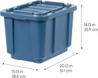 IRIS USA 12 Gallon Eco-Friendly Heavy Duty Truck Bed Toolbox Storage Tote Bins with Lids, 4 Pack - Made in USA, Tough Snap On Lockable Lid Stackable Industrial Rugged Tubs, Garage Organization - Navy