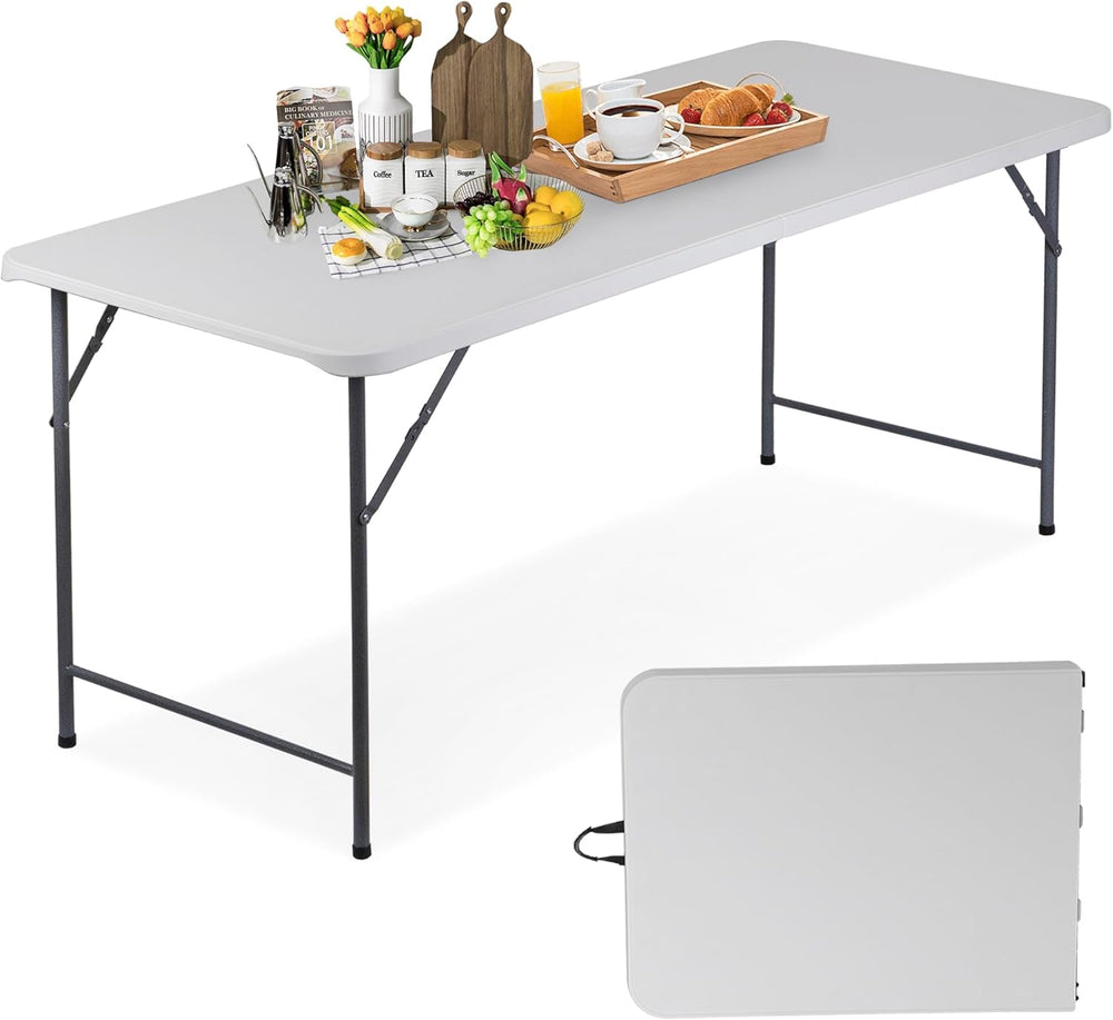 ZenStyle 6 ft Folding Table - 71"x27" Rectangular Portable Plastic ...