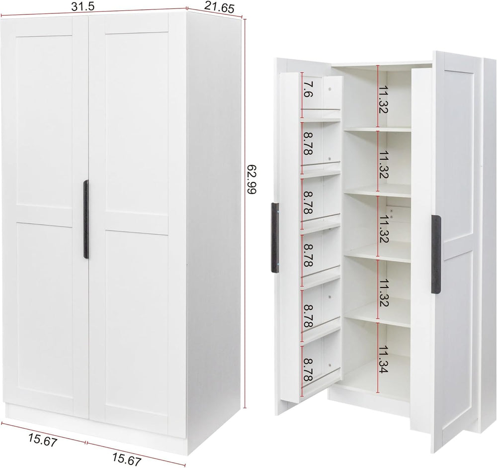 22 inch Deep Kitchen Pantry Cabinet Storage Organizer with Fridge Space,Wood ...