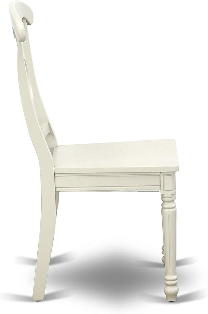 East West Furniture VAKE5-LWH-W 5 Piece Kitchen Table Set for 4 Includes an Oval Dining Room Table with Butterfly Leaf and 4 Solid Wood Seat Chairs, 40x76 Inch, Linen White