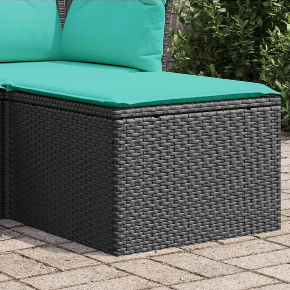 vidaXL Patio Stool with Cushion, Outdoor Wicker Ottoman, Outdoor Seating Furn...