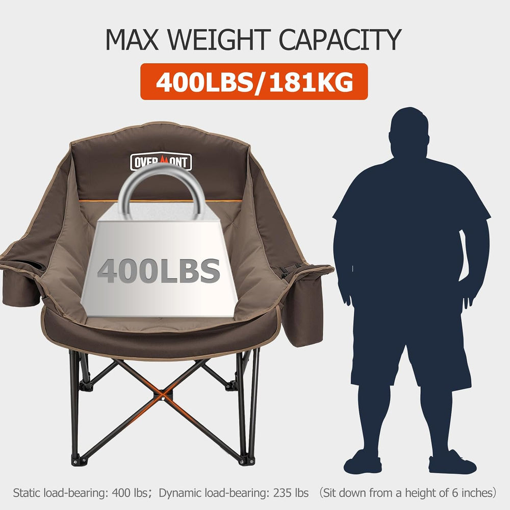 Overmont Oversized XL Camping Chair for Adults - 500lbs Support Heavy-Duty Pa...