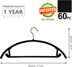 MIZGI Premium Velvet Hangers 60 Pack Heavyduty- Non Slip No Shoulder Bump Suit Hanger- Black Hooks,Space Saving Clothes Rounded Shape for Coat,Sweater,Jackets,Pants
