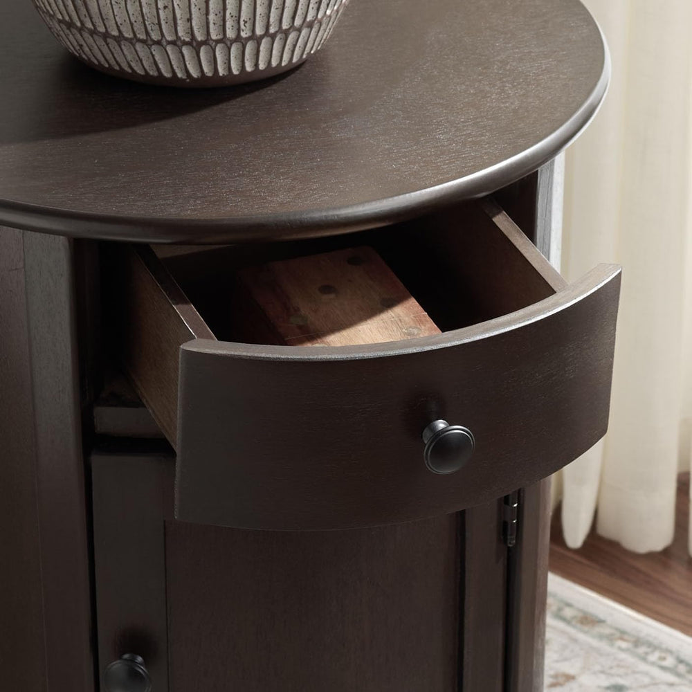 SAFAVIEH Furniture - Tabitha 1-Drawer Accent Table - Dark Chocolate - Solid W...