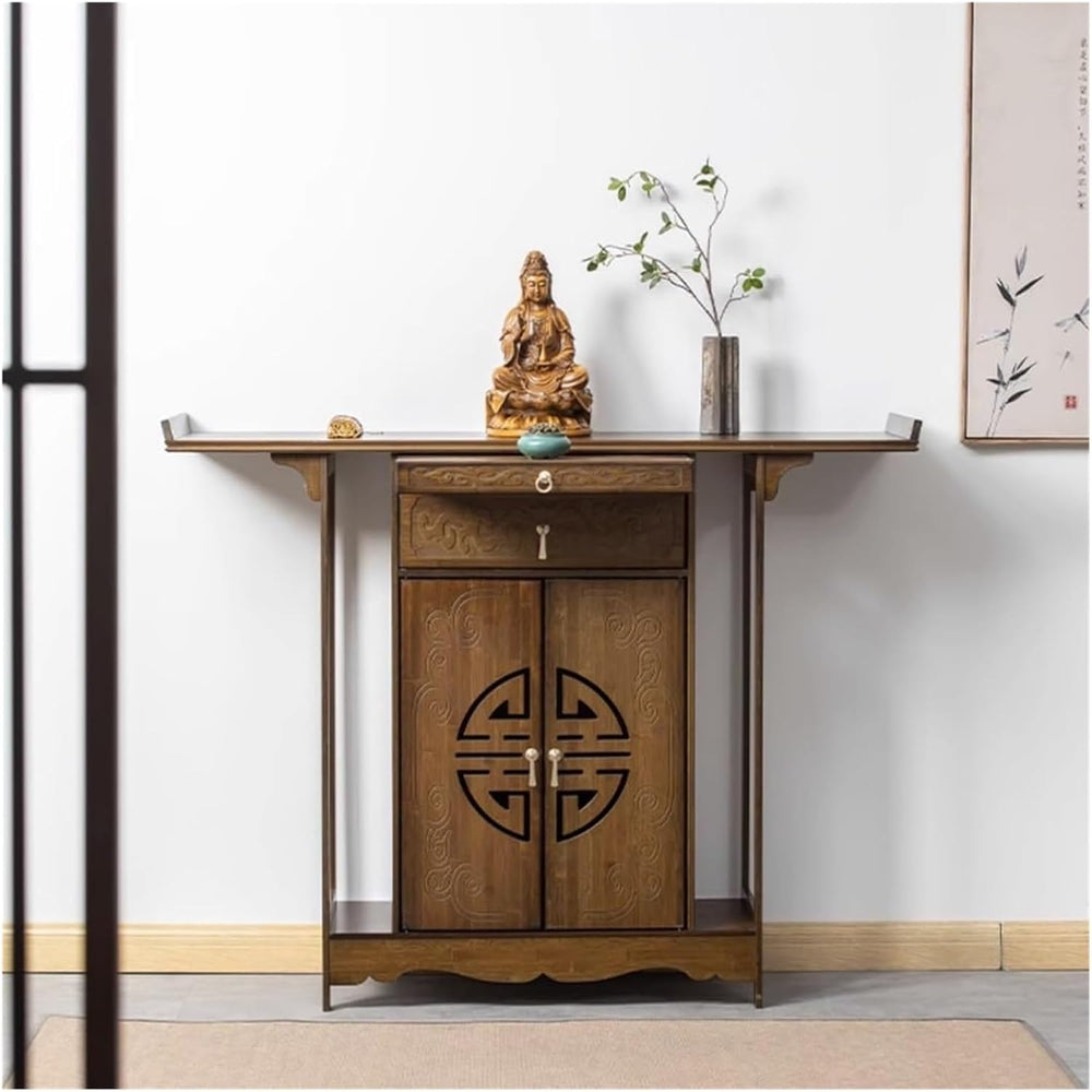 Bamboo Buddha Altar Table - Personal Shrine Cabinet for Meditation, Relaxatio...