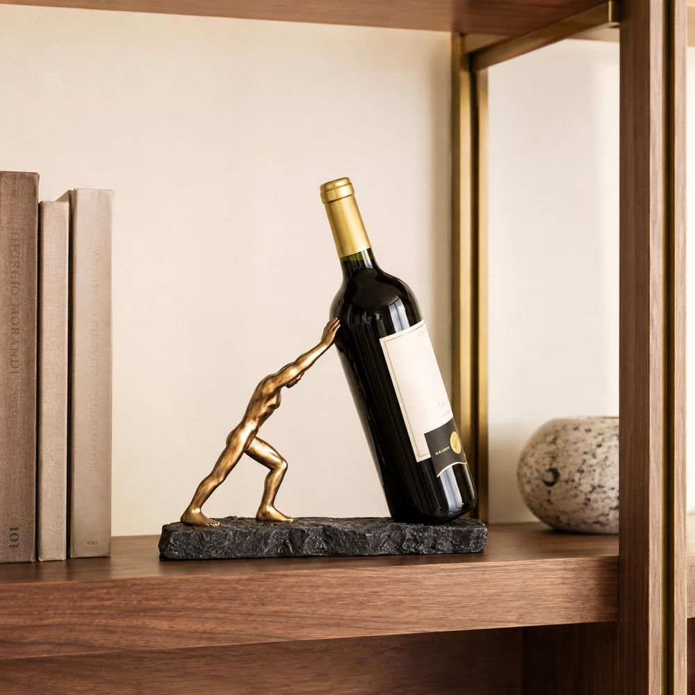AWNR Abstract Single Wine Liquor Bottle Holder Gifts for Men, Display Shelf |...