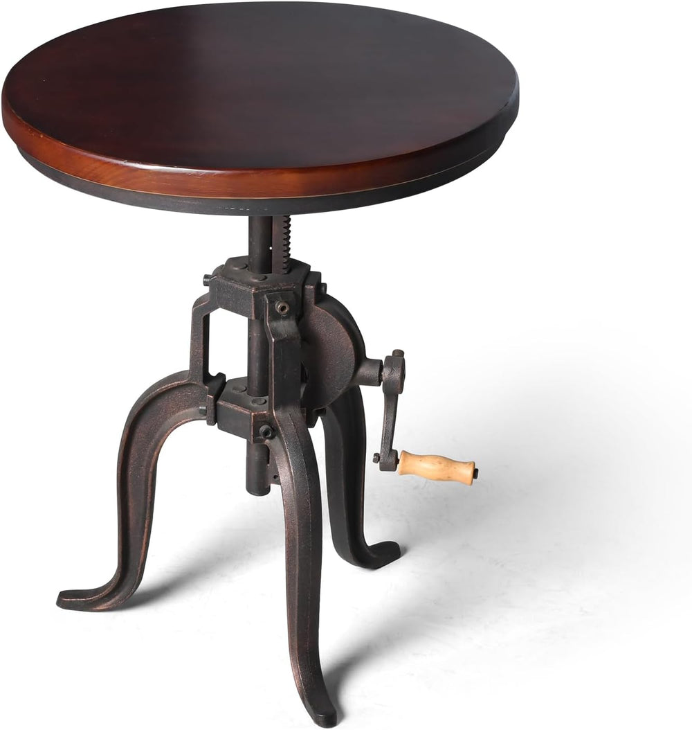 Topower Industrial Retro Side Table Antique Mechanic Crank Height Ajustable B...