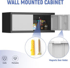Metal Garage Storage Cabinet, Locking Cabinet Wall Mounted, 12.8" H Floating Cabinet for Warehouse, Upper Tool Cabinet for Home Office, Basement, Kitchen, RV Organization