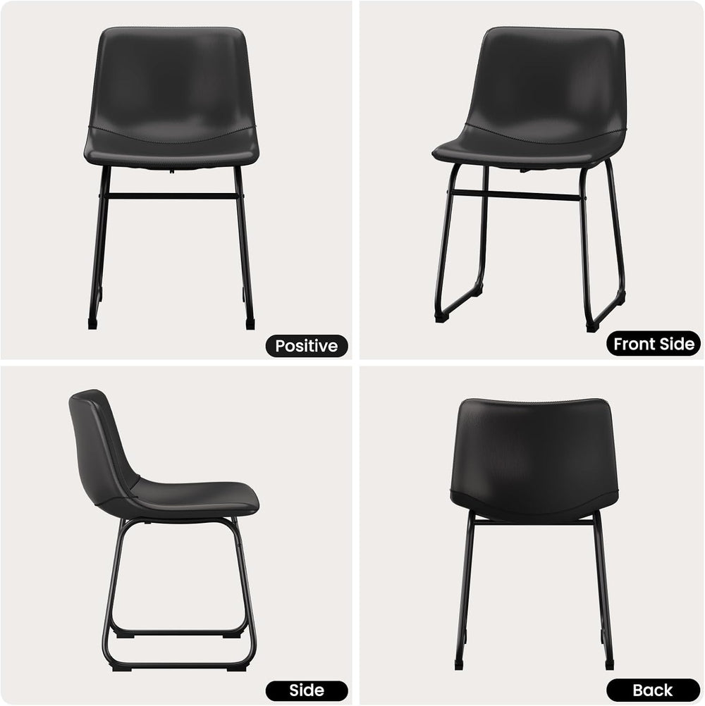 Dining Chairs Set of 4, 18in PU Leather Modern Kitchen Chairs, Black